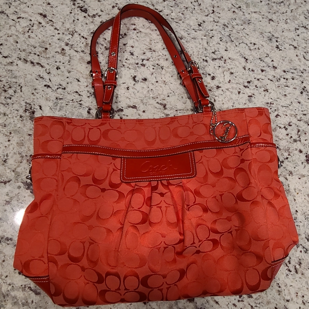 Coach Cherry Red Gallery Pleated Tote F14670